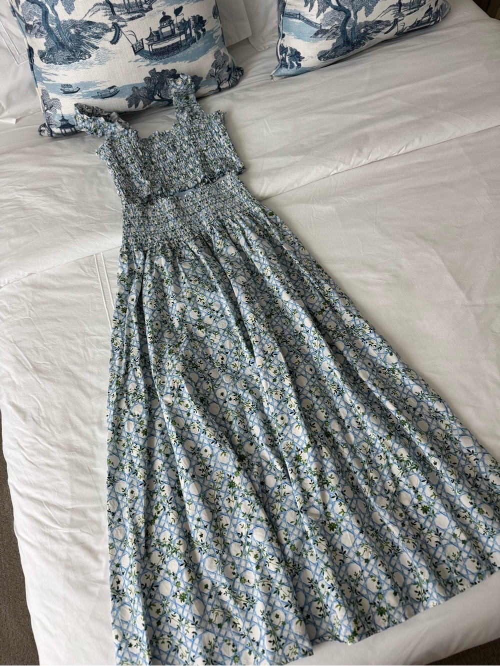 Hill House Light Blue Floral Maxi Dress Two-Piece - Picture 5 of 7